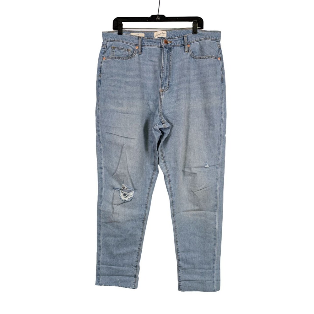 Universal Thread High Rise Boyfriend Jeans Womens 12 Light Wash Denim Raw Hem